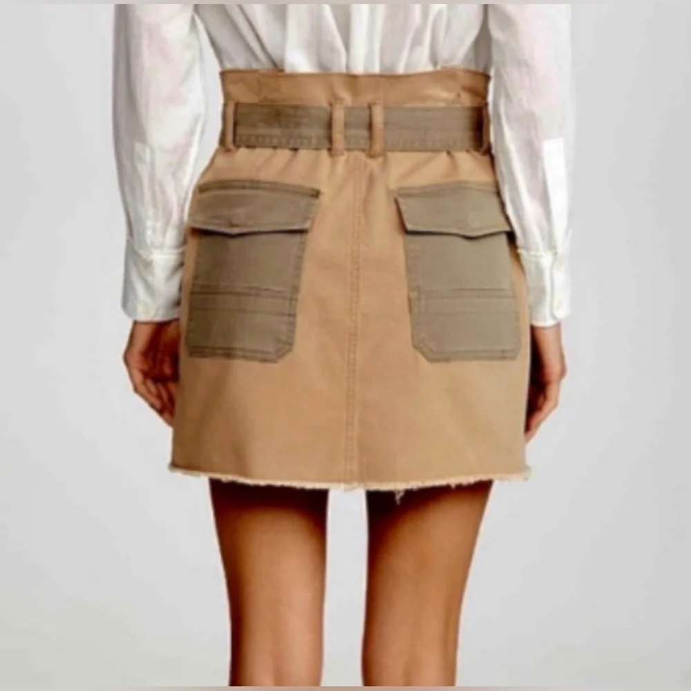 FRAME Paperbag High-Rise‎ Raw Hem Stretch Cotton Mini Skirt Cargo Multi Size 27 - Picture 5 of 16